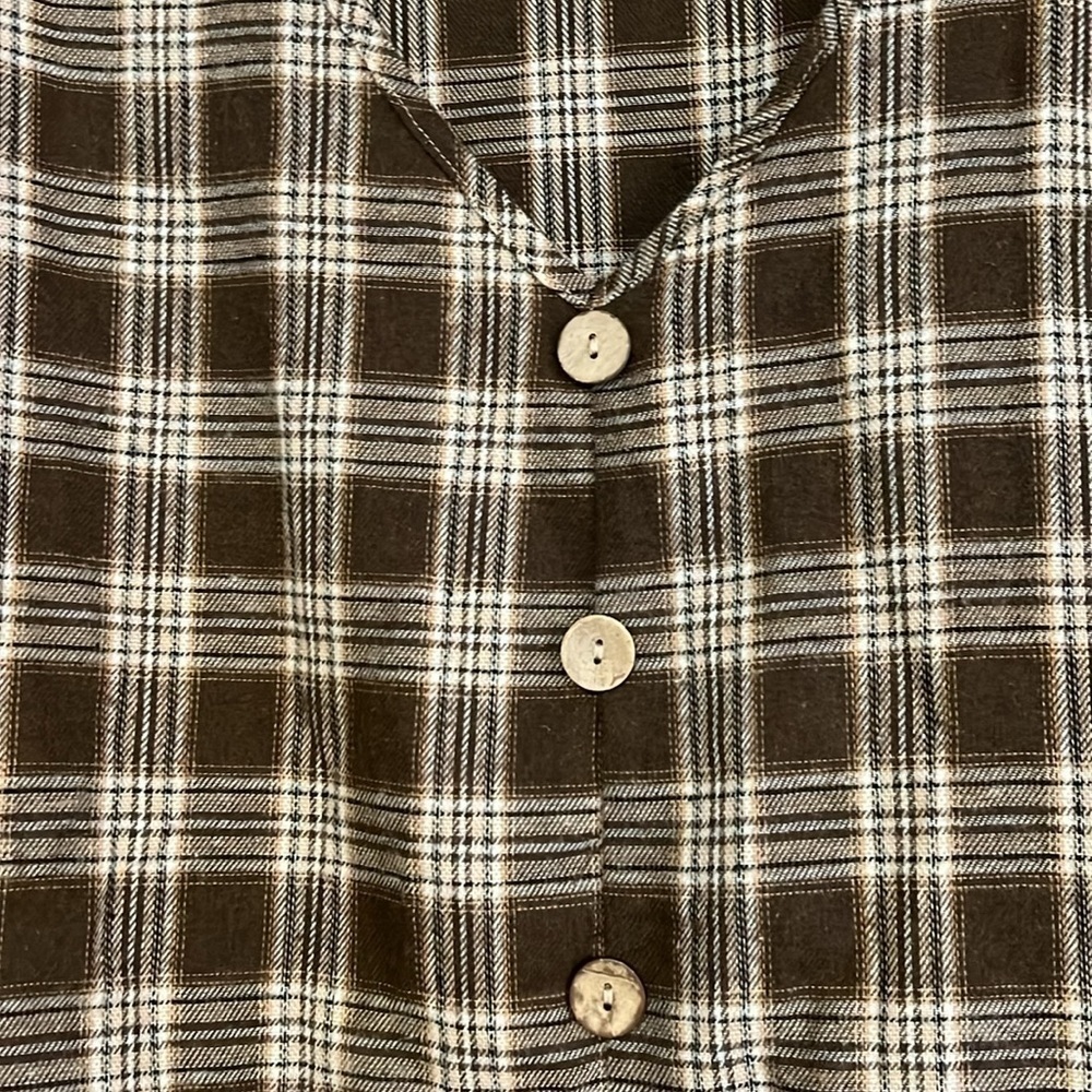 S H E I N Curve Brown/Cream/Gold Plaid Flannel Babydoll Top, Sz 4XL(20),EUC. - Picture 4 of 8
